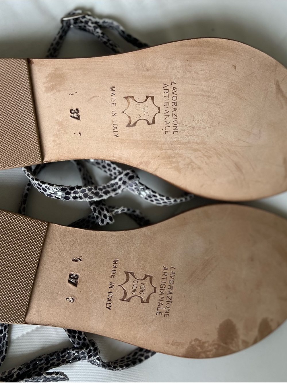 Cornetti handmade Italian snake-print leather sandals size 37 - Picture 7 of 7
